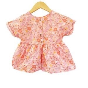 Tea Collection Floral Top sz 7 Girl's Short Flutter Sleeve Top Pink Floral Shirt